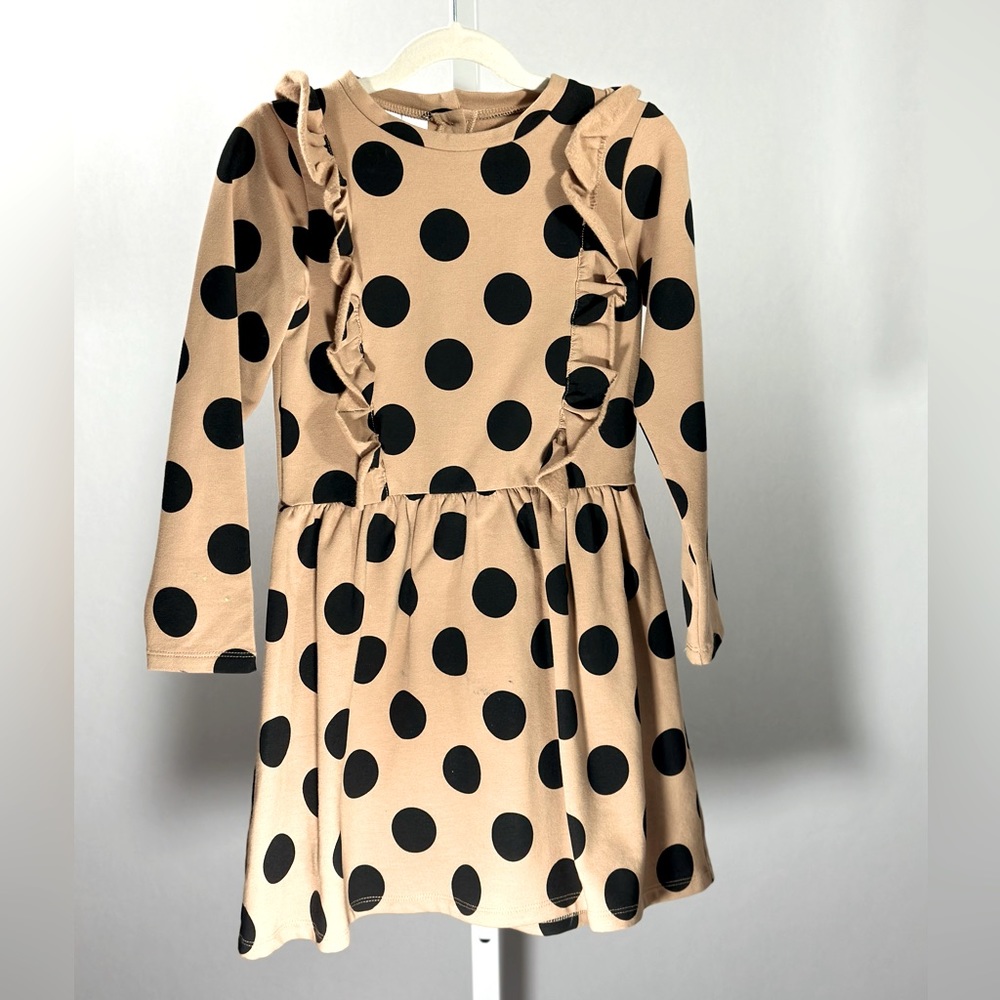 I DO ITALY - Caramel with Black Polka Dot Flannel Dress
